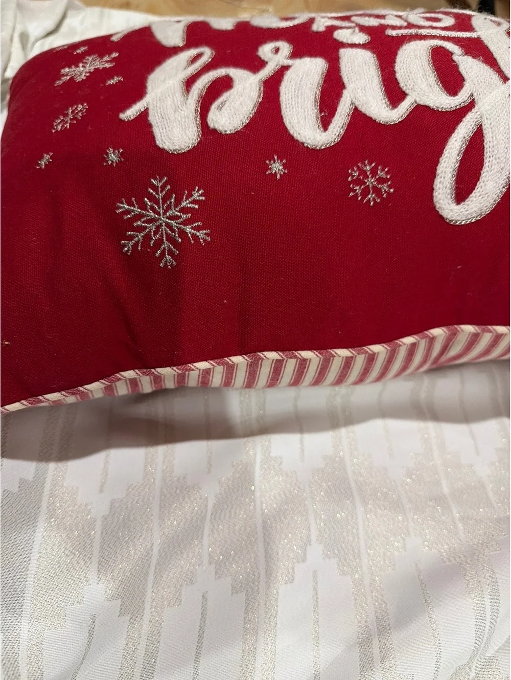 Merry and Bright Holiday Decorative Throw Pillow 14x20 inches